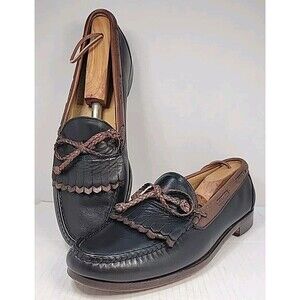 Allen Edmonds Woodstock Loafers Tassel Kiltie Black Brown Leather 10.5 C EUC!